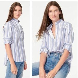 NWT JCREW Band-collar cotton poplin tunic stripe